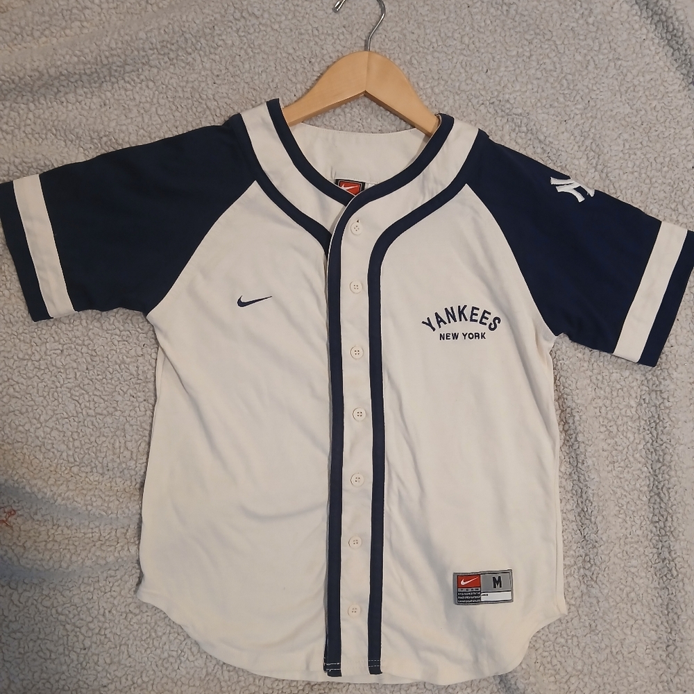 Big Kids Nike New York Yankees Cream and Navy Jersey